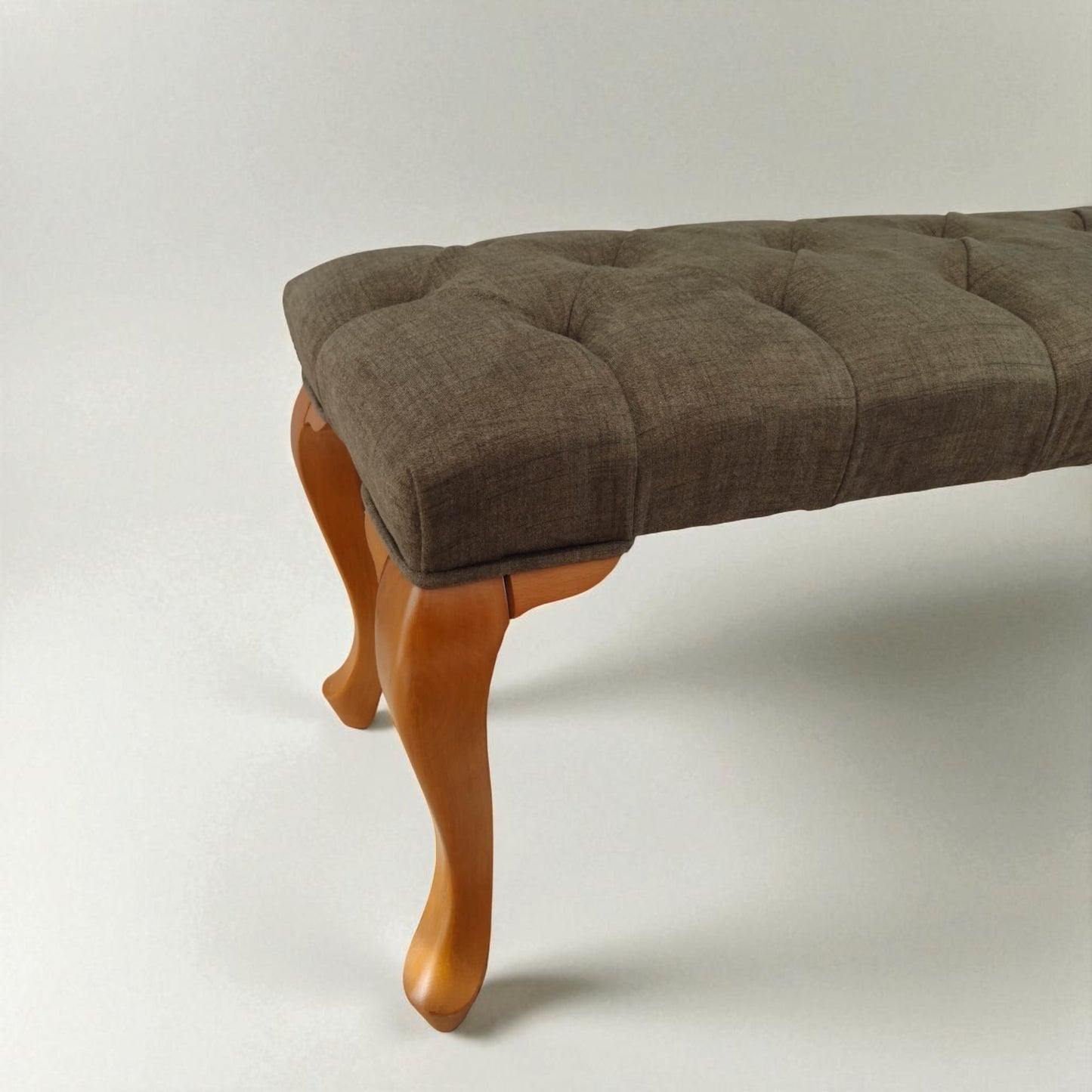 Ahşap Lükens Ayaklı Kapitone Bench