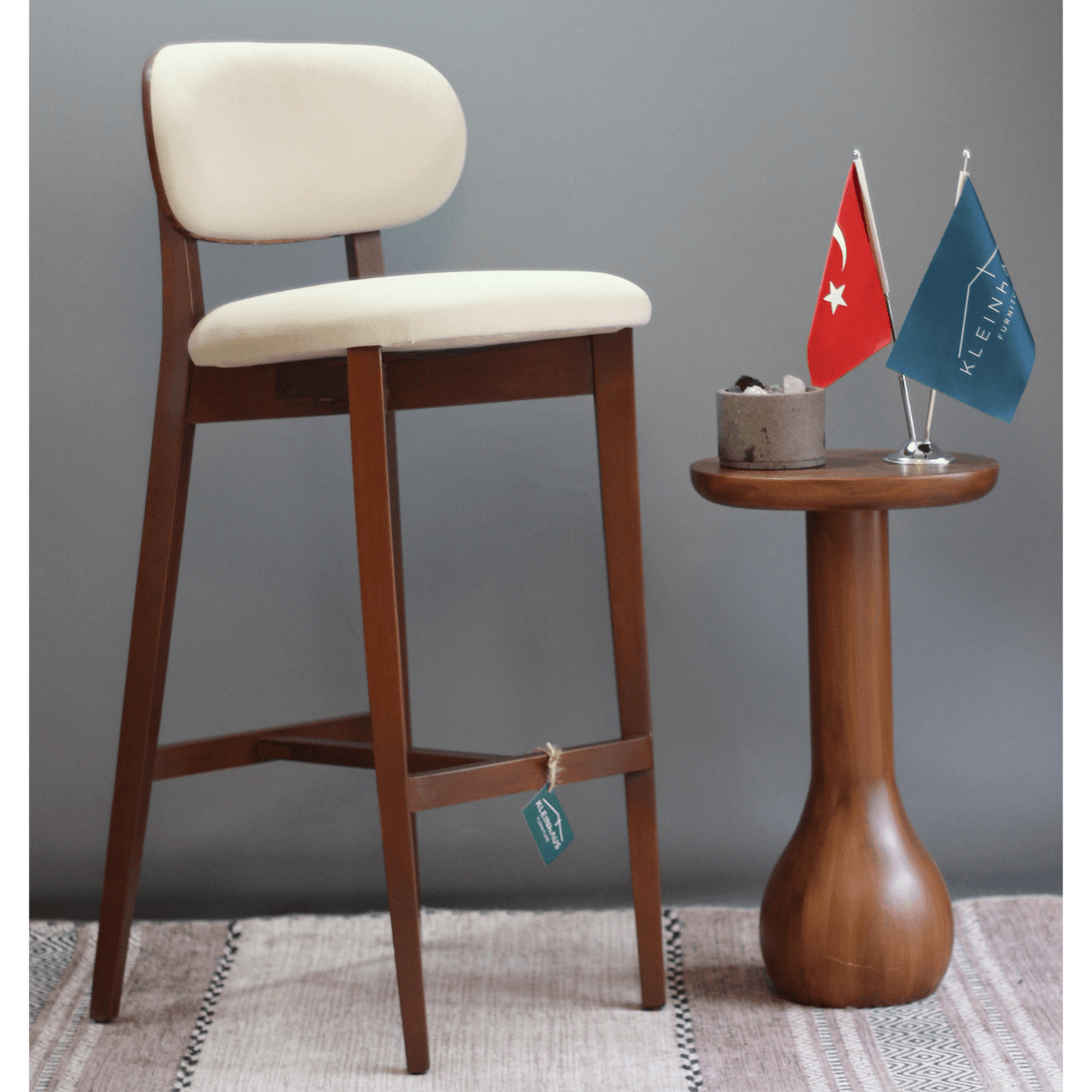 Nebulora Ahşap Bar Sandalyesi