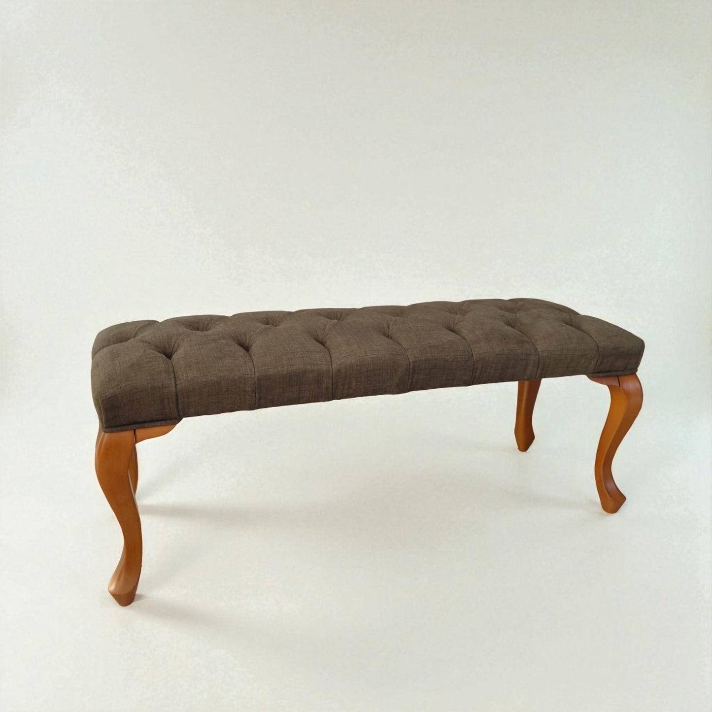 Ahşap Lükens Ayaklı Kapitone Bench