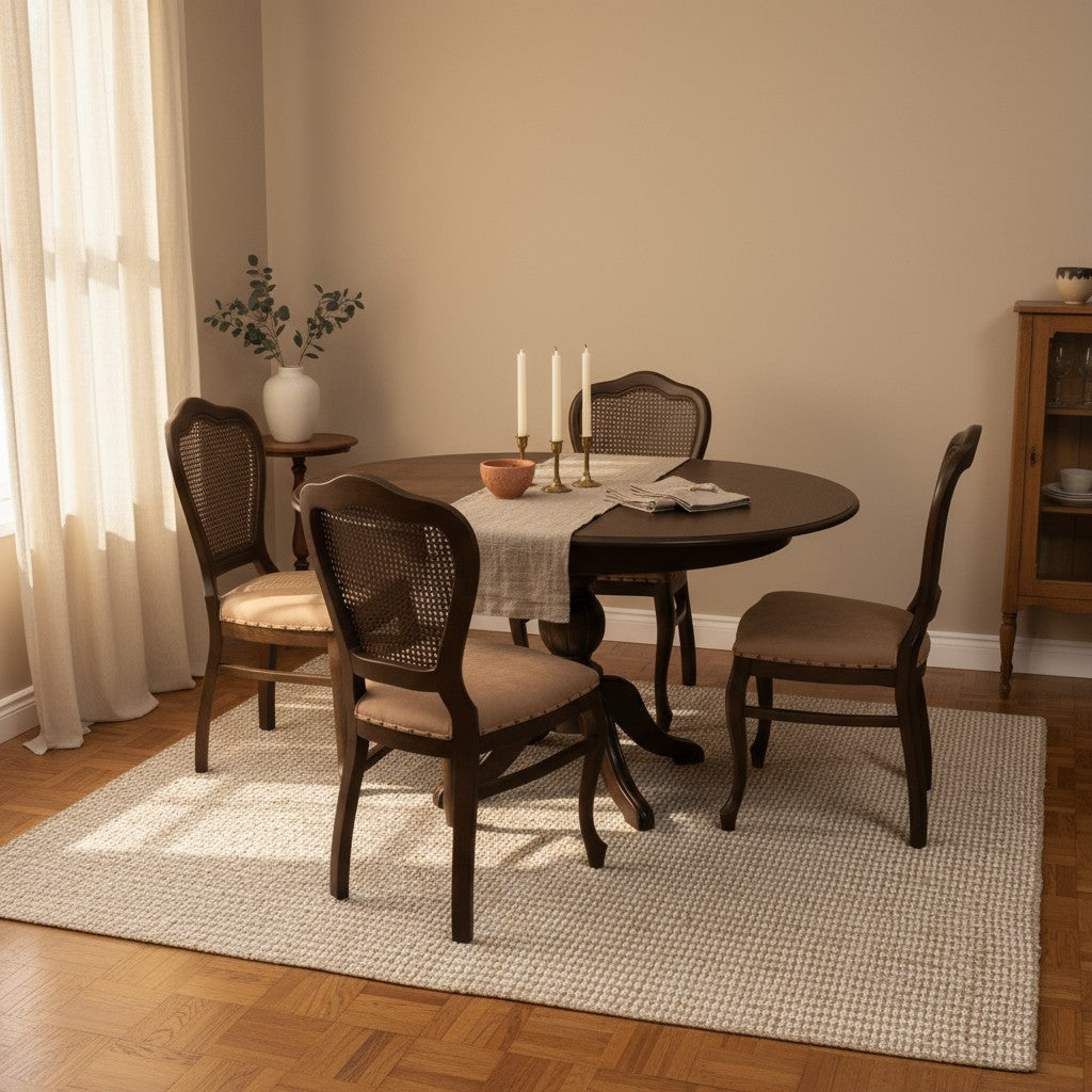 Elegansia Wooden Extendable Table Set, 4 Lilia Chairs