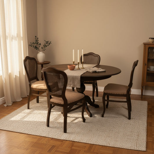 Elegansia Wooden Extendable Table Set, 4 Lilia Chairs