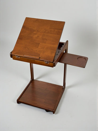 C-förmiger Beistelltisch mit Rollen, 4-stufigem Ausziehmechanismus und Halterung für Smartphone/Tablet