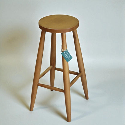 Stellera Yuvarlak Oturumlu Ahşap Bar Taburesi