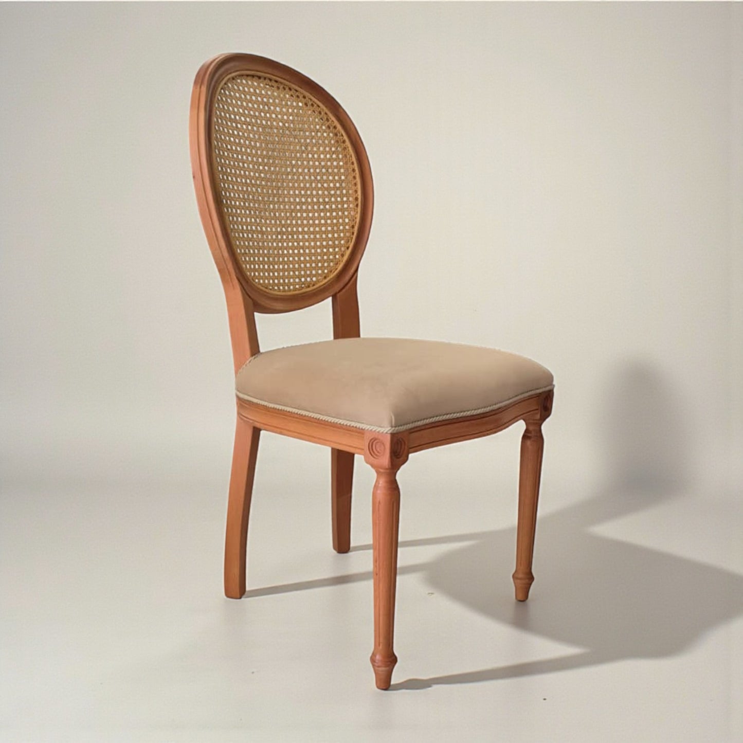 Medallion Solid Wood Chair with Rattan