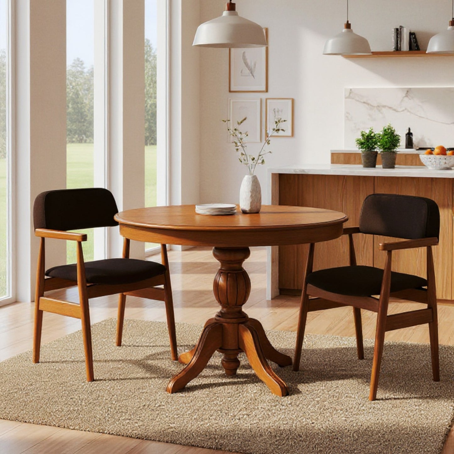 Elegansia Yuvarlak Masa Takımı (2 Adet Busan Sandalye)