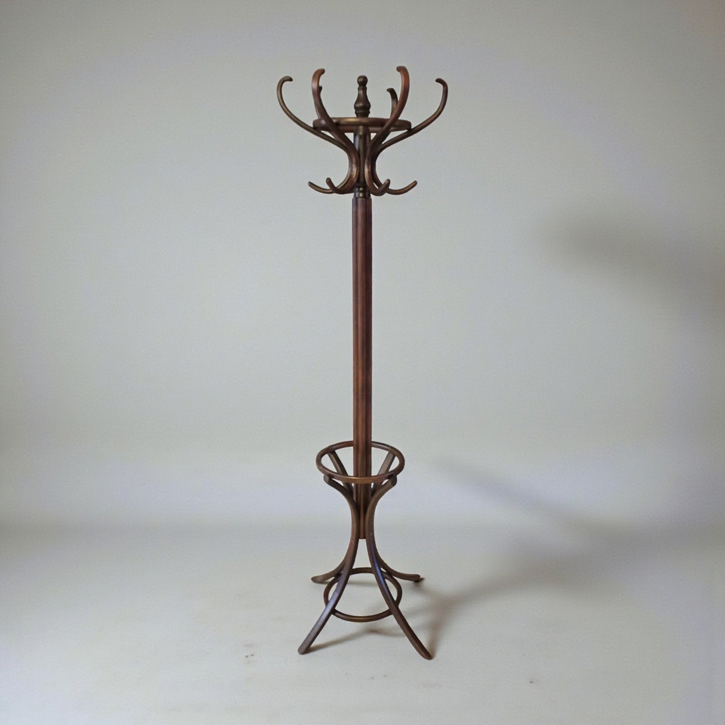 Tonet Coat Rack, 6-Piece Wooden Frame, Dark Walnut