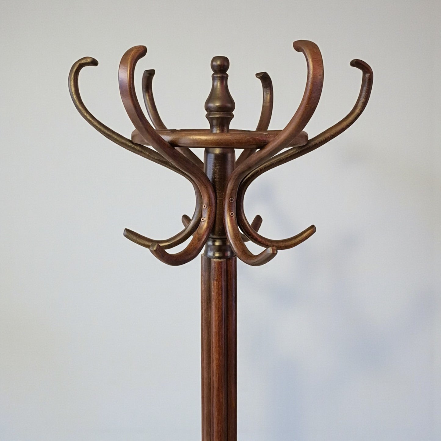 Tonet Coat Rack, 6-Piece Wooden Frame, Dark Walnut