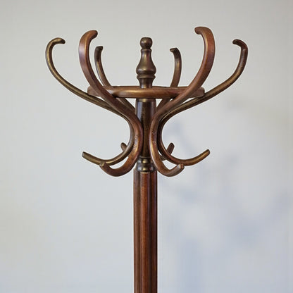 Tonet Coat Rack, 6-Piece Wooden Frame, Dark Walnut