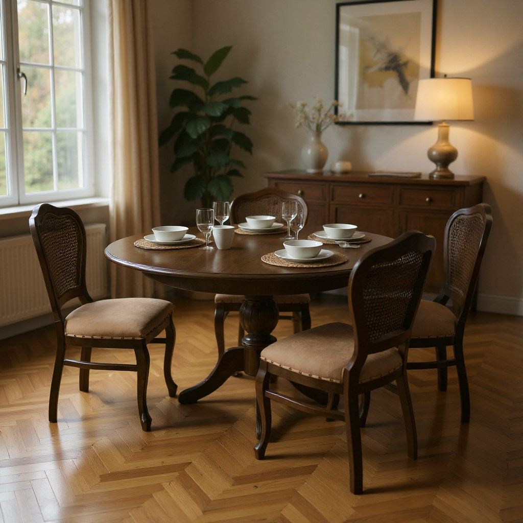 Elegansia Ahşap Açılır Masa Takımı, 4 Adet Lilia Sandalye