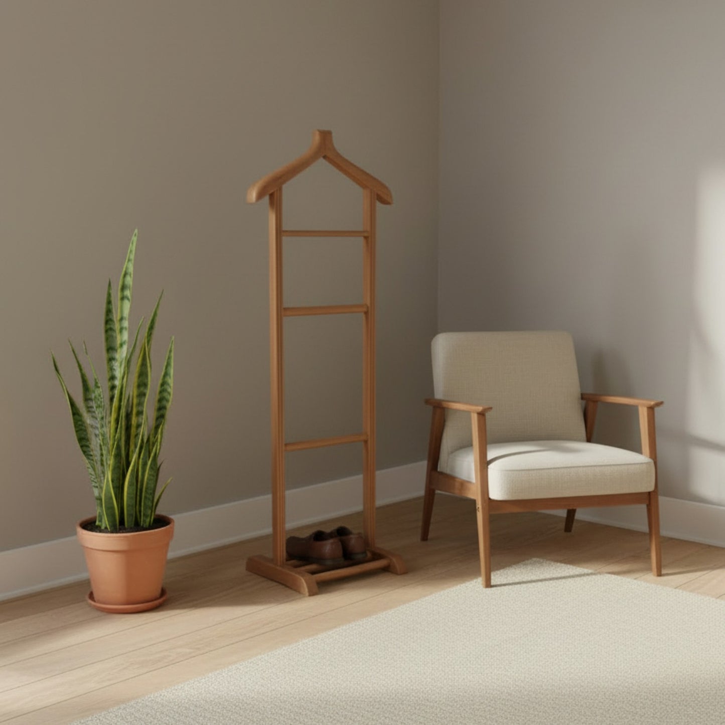 Ahşap Tekli Dilsiz Uşak, Masif Elbise Ceket Askılığı, Pantolon Askılığı