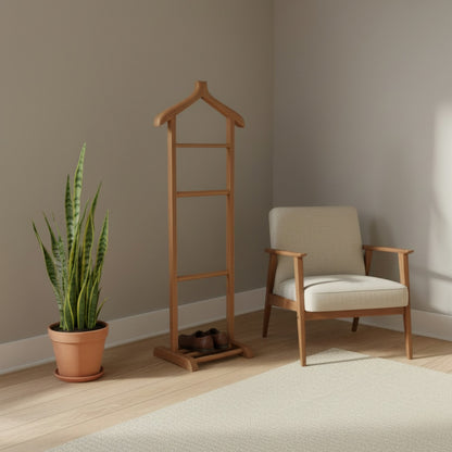 Ahşap Tekli Dilsiz Uşak, Masif Elbise Ceket Askılığı, Pantolon Askılığı