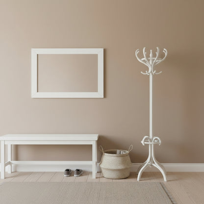 Tonet 8-teilige Garderobe, Garderobenständer aus Holz (Weiß)