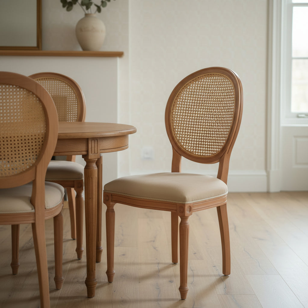 Medallion Solid Wood Chair with Rattan