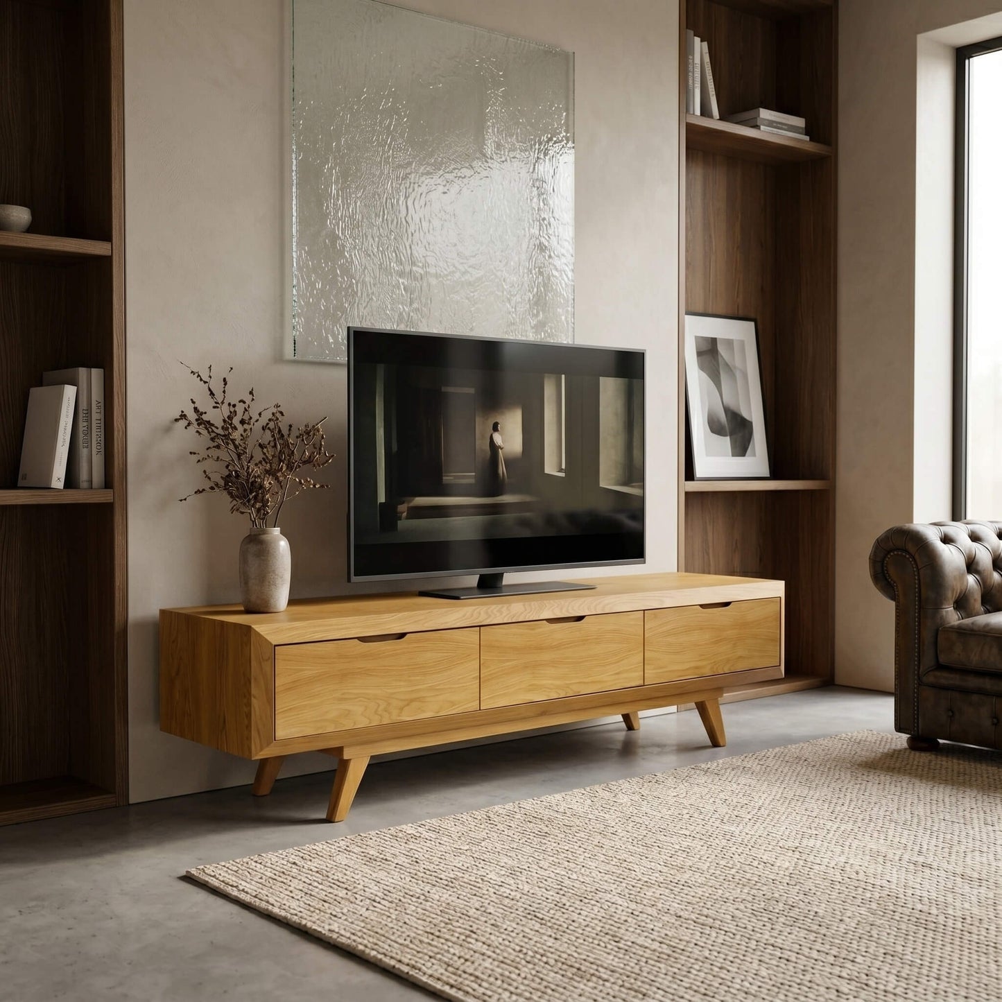 Oak Veneer TV Unit