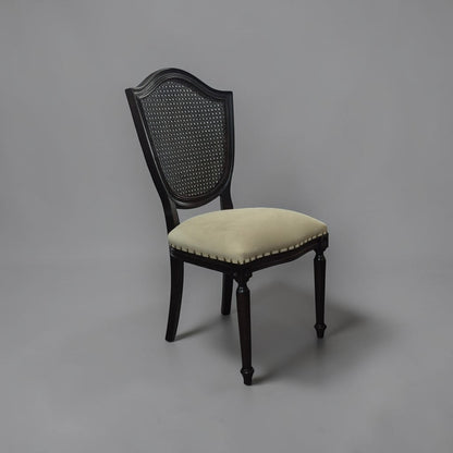 Retro-Esszimmerstuhl aus Holz, klassisches Rattan-Design