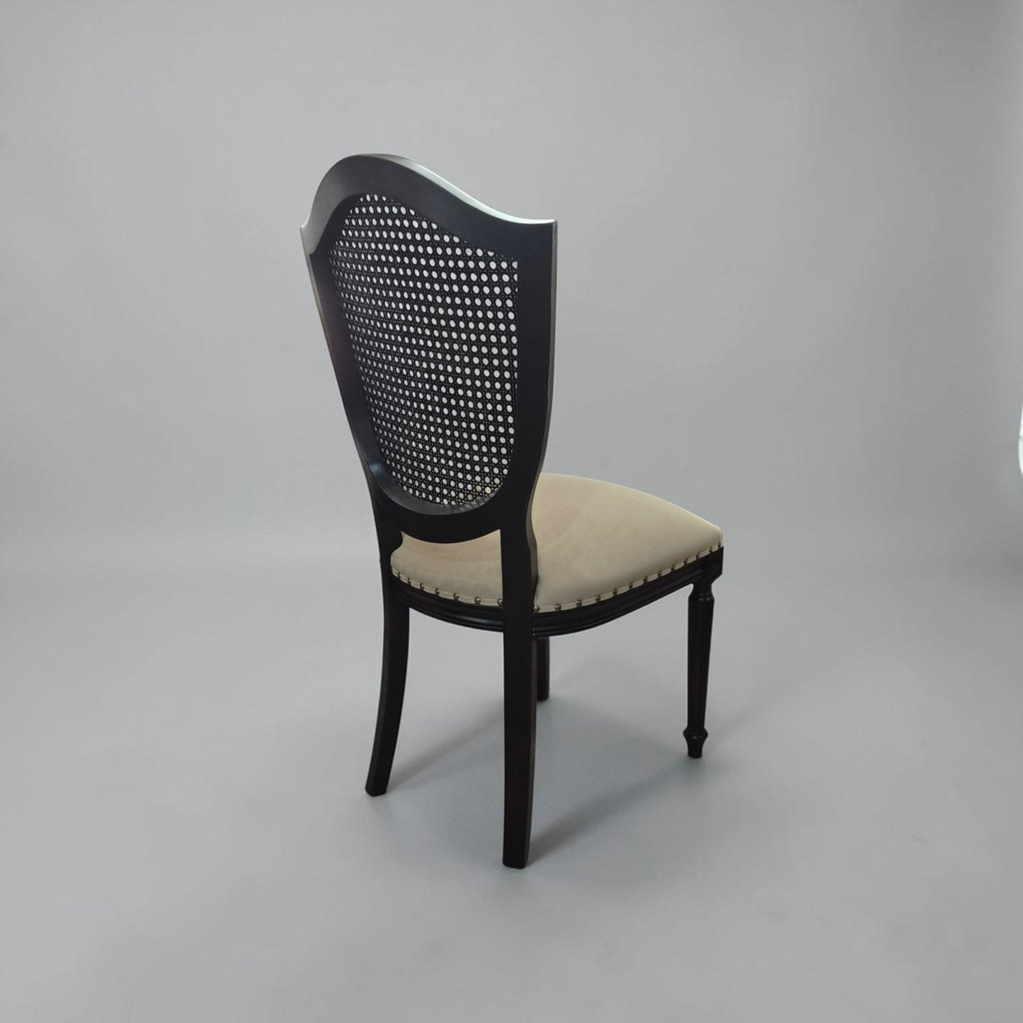 Retro-Esszimmerstuhl aus Holz, klassisches Rattan-Design